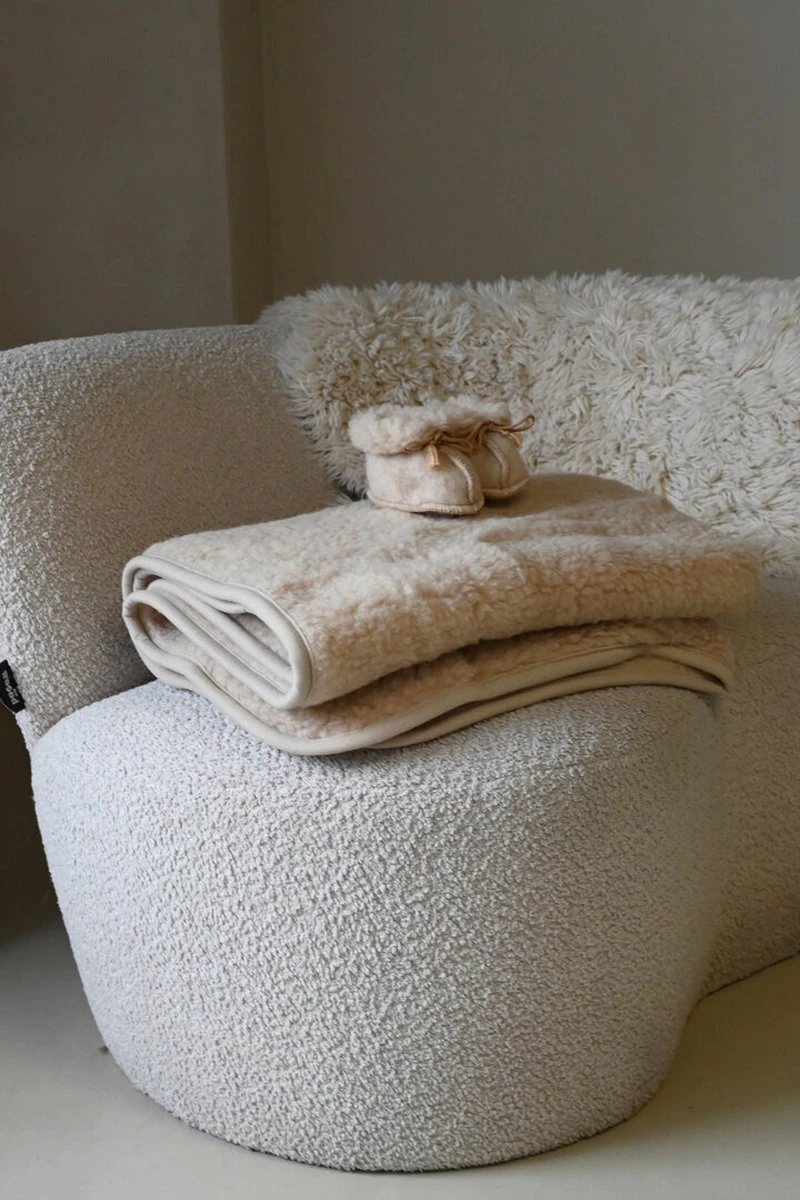 WOLLIES Amsterdam Ledikant Deken - Amandel - Merino Wol - 95 X 135 Cm - Image 3