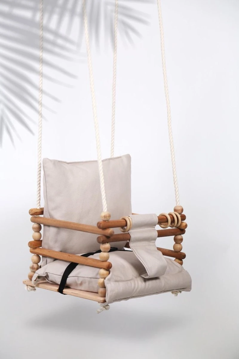 Babyschommel Met Berkenhout - Schommel Baby - Baby Swing Tot 60 Kg - Verstelbaar Schommel Kind - Babyswing