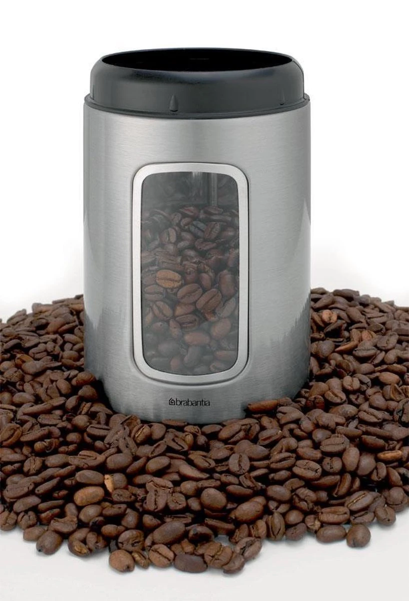 Brabantia Voorraadbus - 1,4 L - Matt Steel Fingerprint Proof / Matt Black Deksel - Met Venster - Image 4