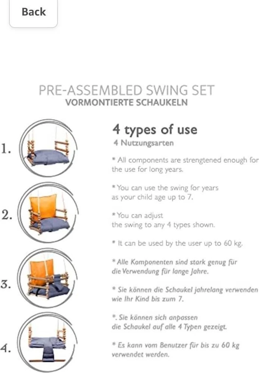 Babyschommel Met Berkenhout - Schommel Baby - Baby Swing Tot 60 Kg - Verstelbaar Schommel Kind - Babyswing - Image 10