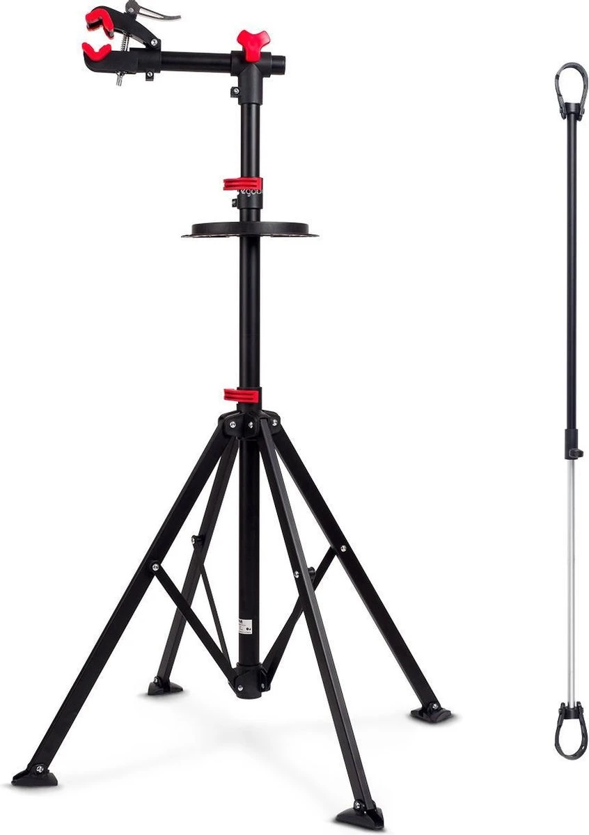 LifeGoods Fiets Montagestandaard - Fietsreparatie Racefiets / MTB - Incl. Stuurhouder - Zwart/Rood - Image 2