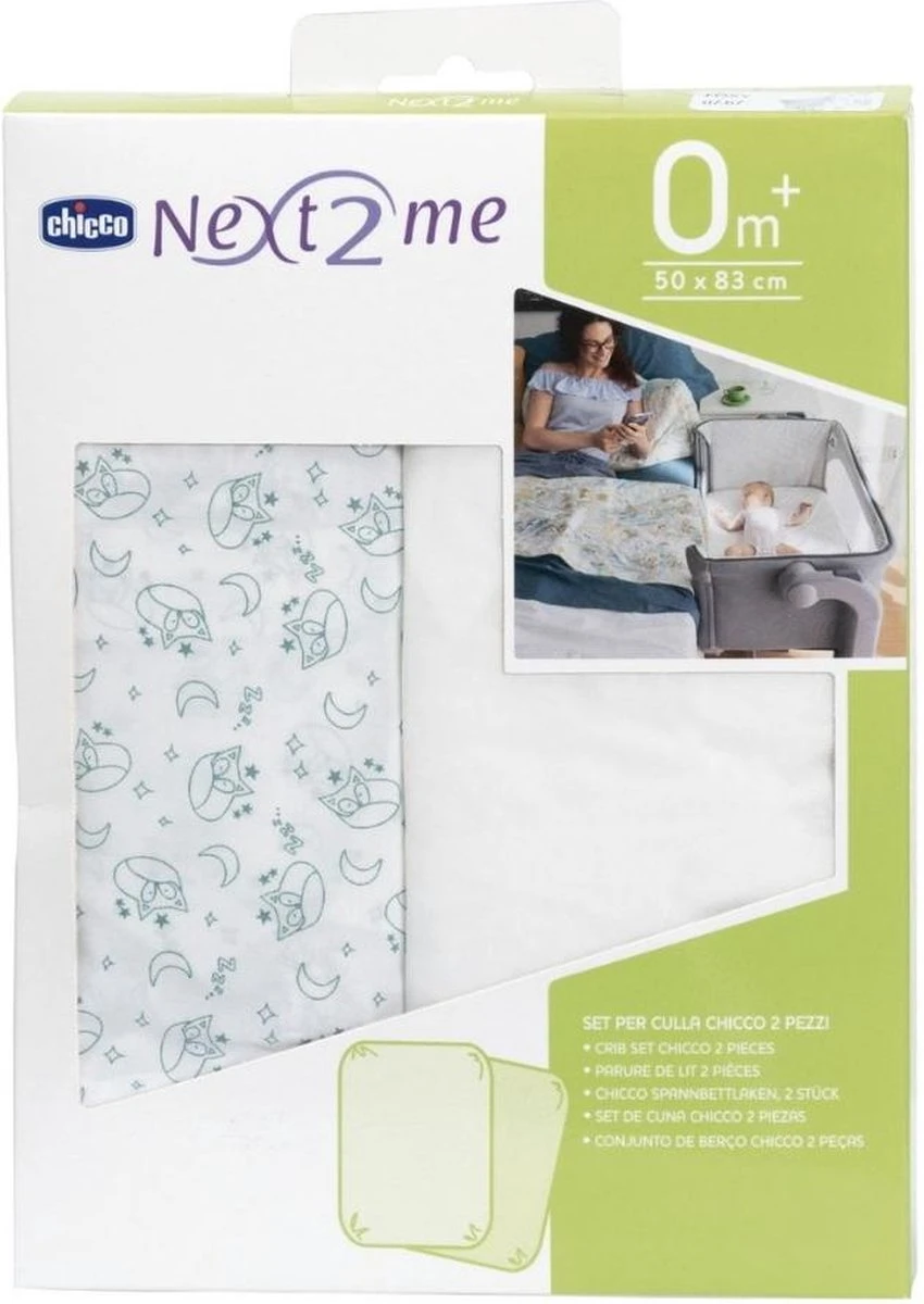 Chicco - Set Van 2 Hoeslakens Blauw Vossenpatroon - Voor Next2Me Wieg - Image 4