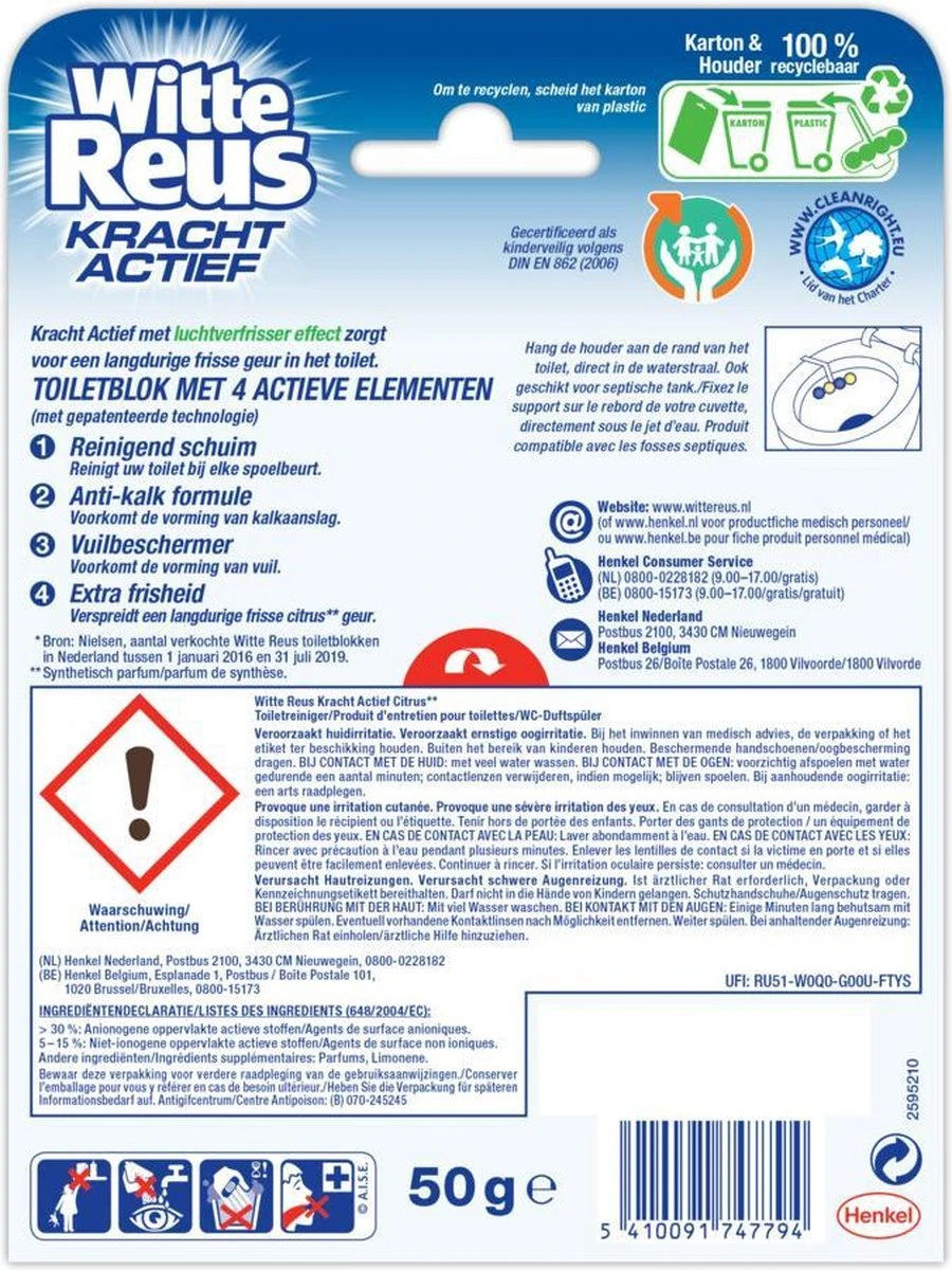 Witte Reus Kracht Actief Toiletblok - Citrus - WC Blokjes Voordeelverpakking - 10 Stuks - Image 14