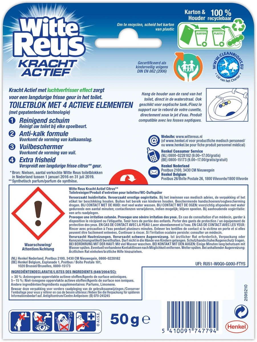 Witte Reus Kracht Actief Toiletblok - Citrus - WC Blokjes Voordeelverpakking - 10 Stuks - Image 7