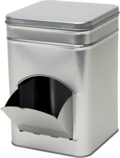 Merkloos 1x Zilver Vierkant Opbergblik/bewaarblik Met Dispenser 21 Cm - Zilveren Koffiecups/suikerklontjes Voorraadblikken - Voorraadbussen Met Dispenser