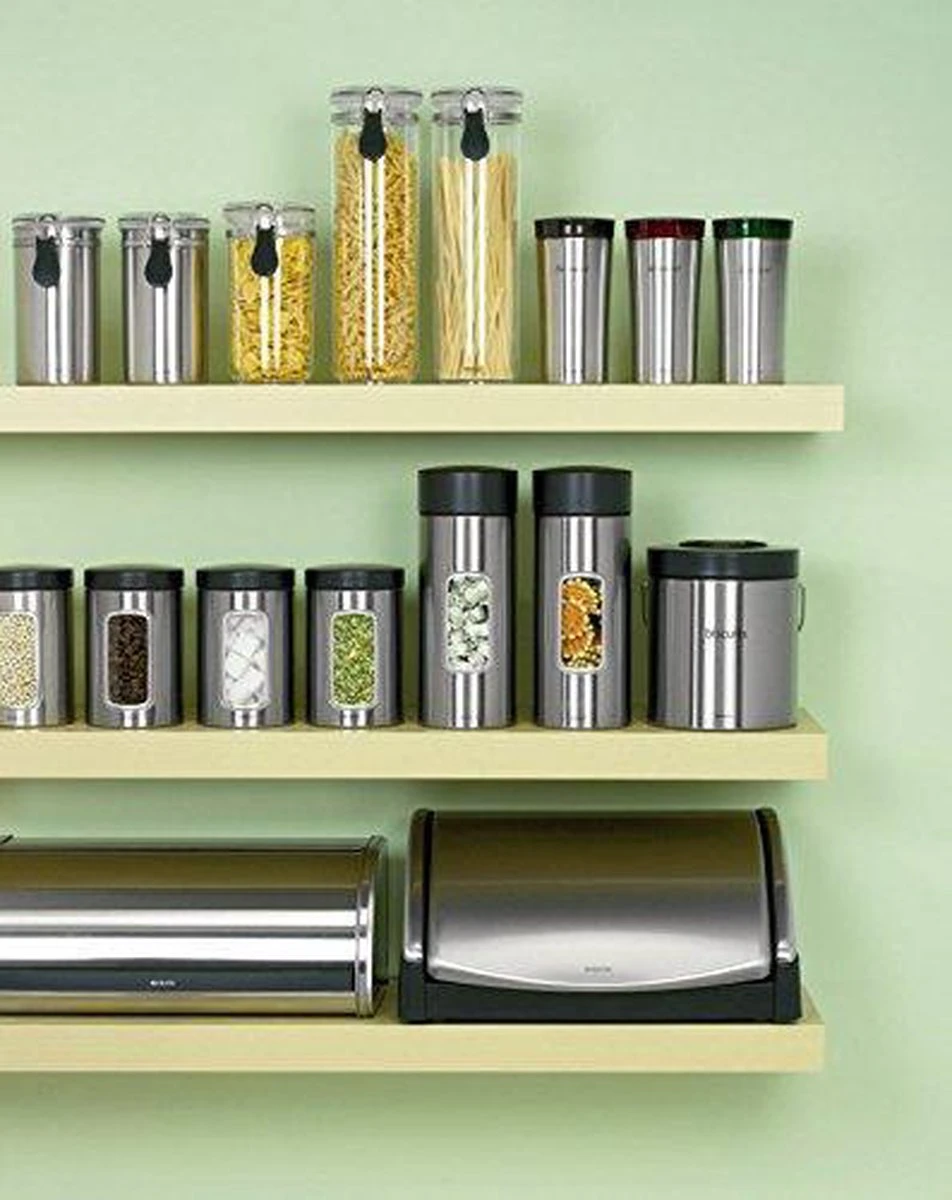 Brabantia Voorraadbus - 1,4 L - Matt Steel Fingerprint Proof / Matt Black Deksel - Met Venster - Image 5