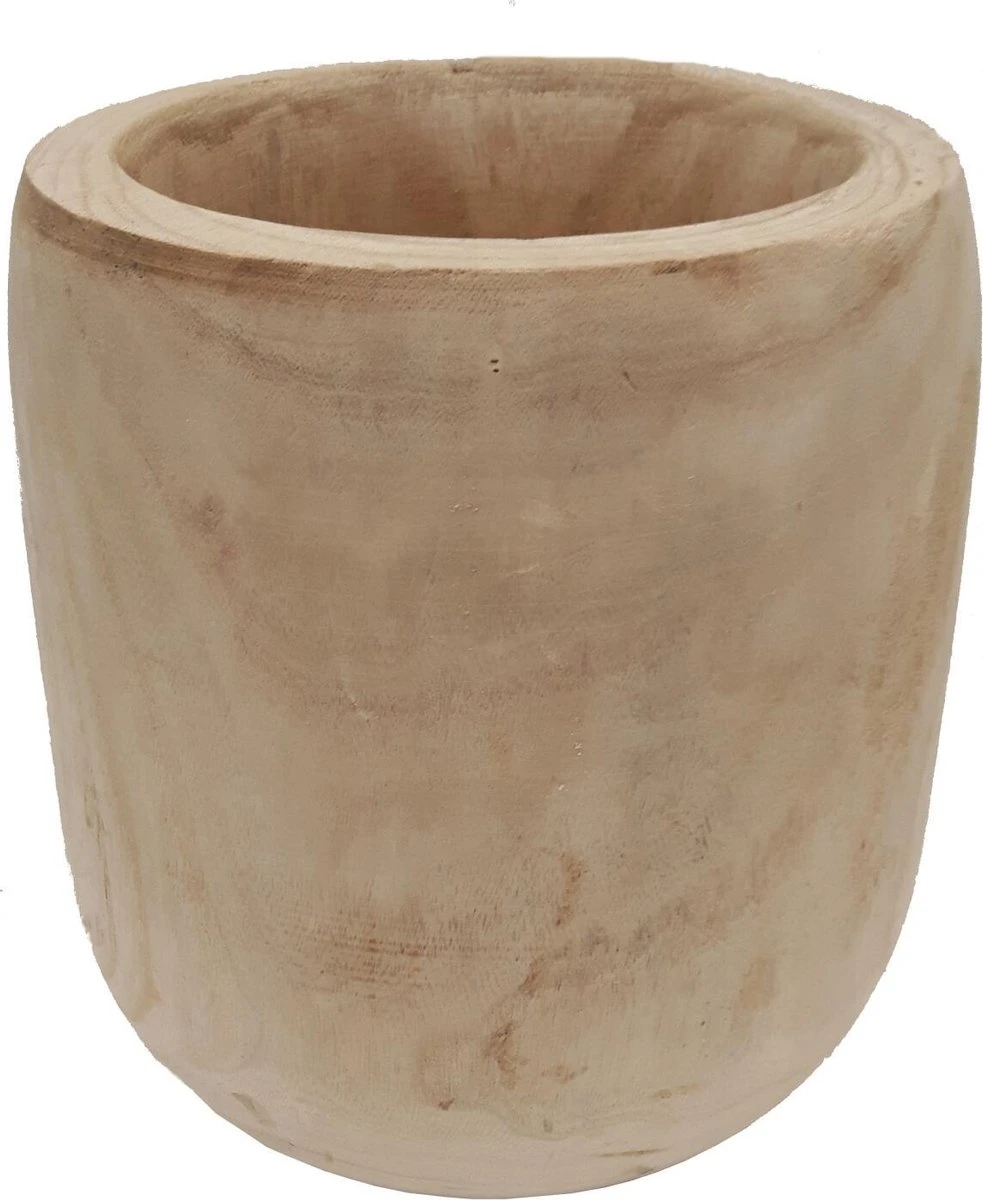 Mica Decorations Pia Bloempot - H31 X Ø31 Cm - Paulownia Hout - Lichtbruin - Image 5